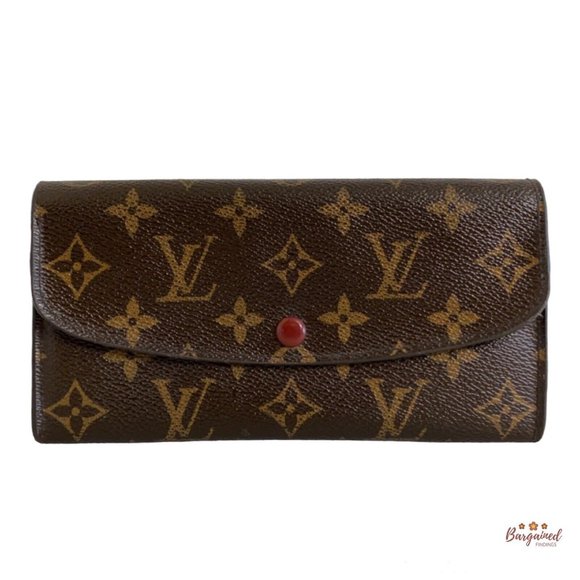 Authentic Louis Vuitton Monogram Canvas Leather Red Emilie Long Wallet CA2140 - Picture 1 of 12